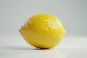 A lemon is shown on a white surface photo