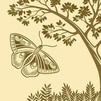 A linear illustration of a butterfly. Flat style image vector