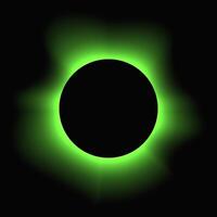 Circle illuminate frame with gradient. Green round neon banner isolated on black background vector