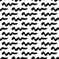 Seamless pattern with wavy grunge brush strokes in abstract shapes on white background. illustration vector