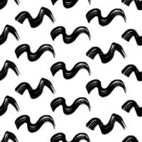 Seamless pattern with black wavy grunge brush strokes in abstract shapes on white vector