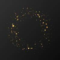 Abstract gold glowing halftone dotted background. Gold glitter pattern in circle form vector
