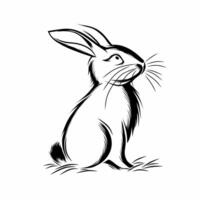 A black and white drawing of a rabbit vector