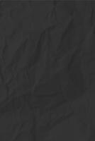 Black clean crumpled paper background. Vertical crumpled empty paper template for posters vector