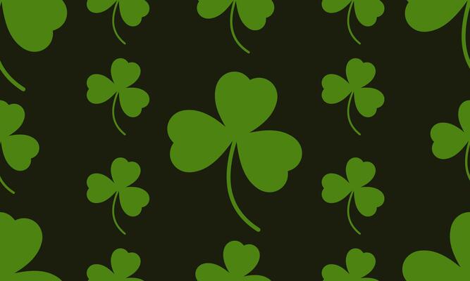 Happy Saint Patrick's day green seamless background. Green clover leaves pattern. illustration