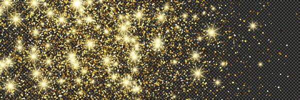 Gold glittering with stars on a gray background. Dust with gold glitter effect and empty space for your text. illustration vector