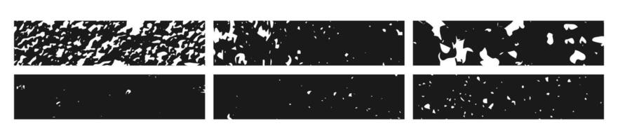 Set of black grunge banner. Abstract grainy blanks in rectangle form on white background vector