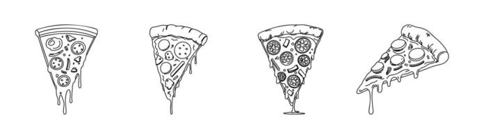 Pizza slice sketch, an elegant hand-drawn illustration. Ideal design element for menu, logo or emblem. vector