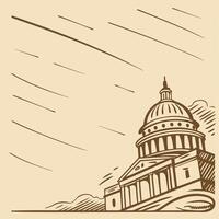 Abstract government building image. Flat retro style. vector