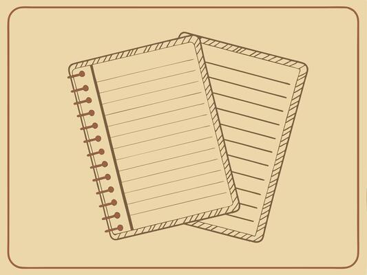 Old notebook image. Flat retro style.