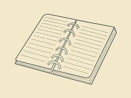 Old notebook image. Flat retro style vector