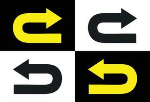 U-Turn Arrow Icons. Redo Icons on a Checkered Background. vector