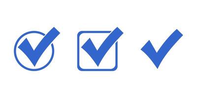 Check mark icon set. illustration. accept checkmark icons tick box, check list circle frame - checkbox symbol sign. check mark box square frame. Check marks for agreement, vote, confirmation vector