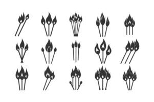 Various Matchstick Flame Icons Set vector
