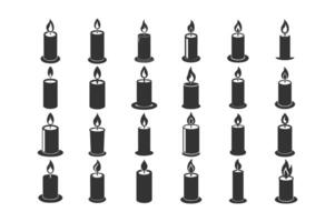 Set of Simple Candle Icons in Various Sizes vector