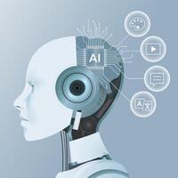 concept, Artificial intelligence brain. Technology related to artificial intelligence, idea, content generator illustration. vector