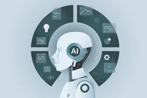 concept, Artificial intelligence AI brain. Technology related to artificial intelligence, idea, content generator illustration. vector
