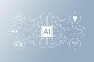 concept, Artificial intelligence AI brain. Technology related to artificial intelligence, idea, content generator. vector