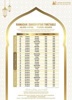 Editable Template for Ramadan Kareem 2025 Calendar with Sehri and Iftar Time vector