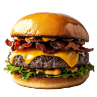 A large hamburger with bacon and lettuce png