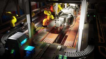 Automated machinery and conveyor system in a modern factory setting video