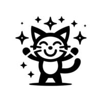 A black and white cat with stars on it vector