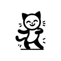 A black and white illustration of a cat dancing vector