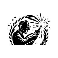 Welder in a circle with a star in the middle vector