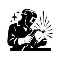 Welder black and white icon vector