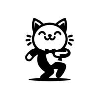 A black and white cat with a bow tie vector