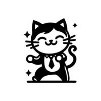 A black and white cat with a tie on vector