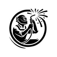 Welder in a circle with sparks vector