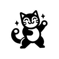 A black and white cat with stars on it vector