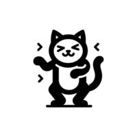 A black and white cat icon with a smiley face vector