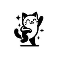 A black and white cat with stars on it vector
