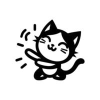 A black and white cat with a smiley face vector
