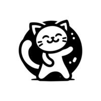 A black and white cat with a smile on its face vector