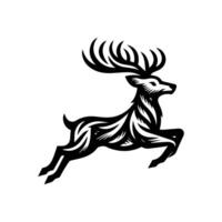 A black and white deer with a long antlers vector