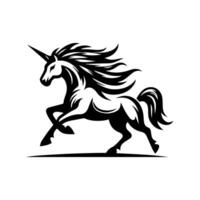 A black and white logo of a unicorn vector