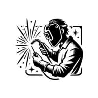 Welder with welding torch illustration vector