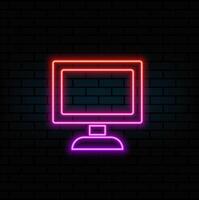Computer Line Filled Icon Design. neon style. vector