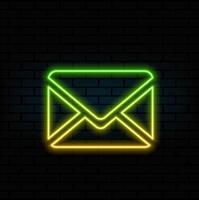 mail envelope letter flat icon isolated. neon style. vector