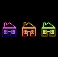 House icon. Solid line and glyph icon. neon style. Editable course and pixel perfect on clean transparent background. vector
