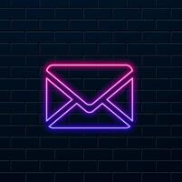 neon style. Email Envelope Icon with Notification Badge for Digital Communication , email icon set. Mail icon set. email icon . E-mail Envelope illustration vector
