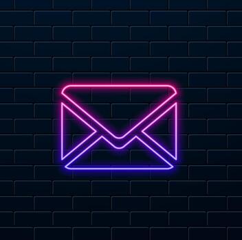neon style. Email Envelope Icon with Notification Badge for Digital Communication , email icon set. Mail icon set. email icon . E-mail Envelope illustration vector