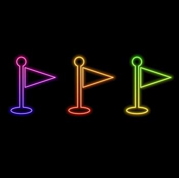 Golf Flagstick Universal Simple Solid Icon. neon style. This icon design is suitable for infographics, web pages, mobile apps, UI, UX, and GUI design vector