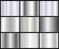 Silver foil texture background set. Realistic silver, gradient mesh. Silver palette. vector