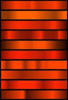 Orange metallic gradient collection. set of bright orange and yellow gradients vector