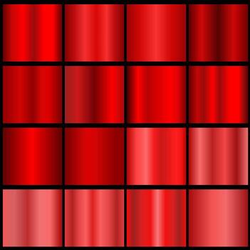 Red metallic gradient collection. Red gradient set. vector