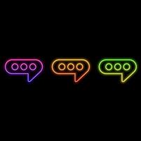 Chat icon, sms icon, comment icon. neon style. vector